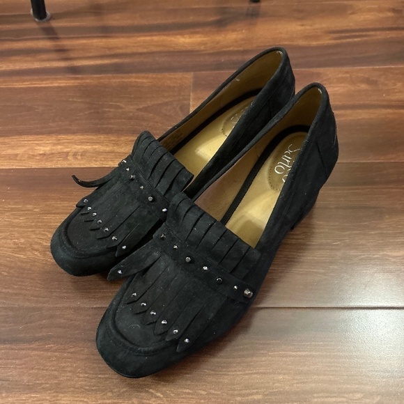 🌿SALE🌿 FRANCO SARTO Suede Leather Black Shoes size 9M - Picture 2 of 8